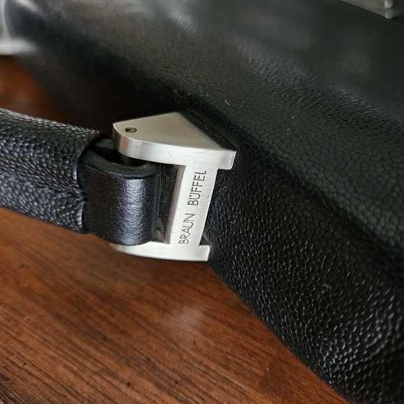 BRAUNE BUFFEL mens leather briefcase black chrome Germany buisness casual bag - Picture 6 of 13
